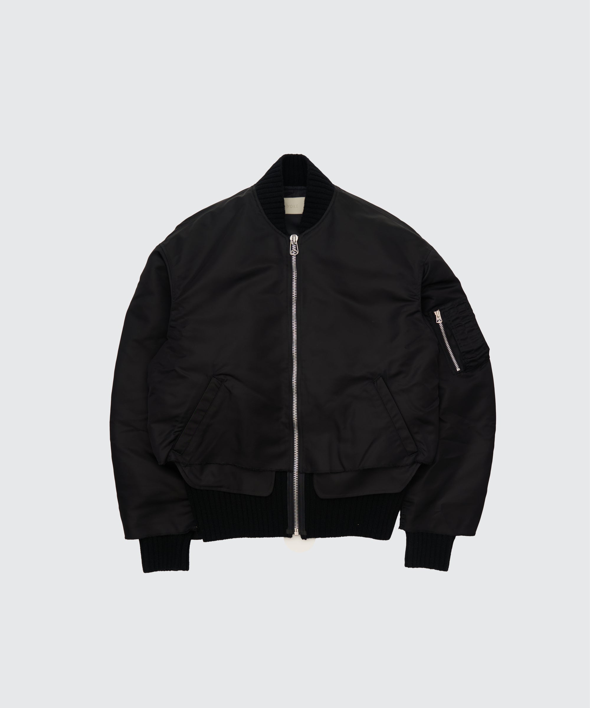 Connected Rib Knit Flight Jacket