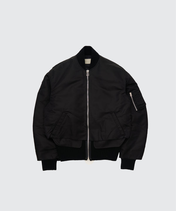 Connected Rib Knit Flight Jacket