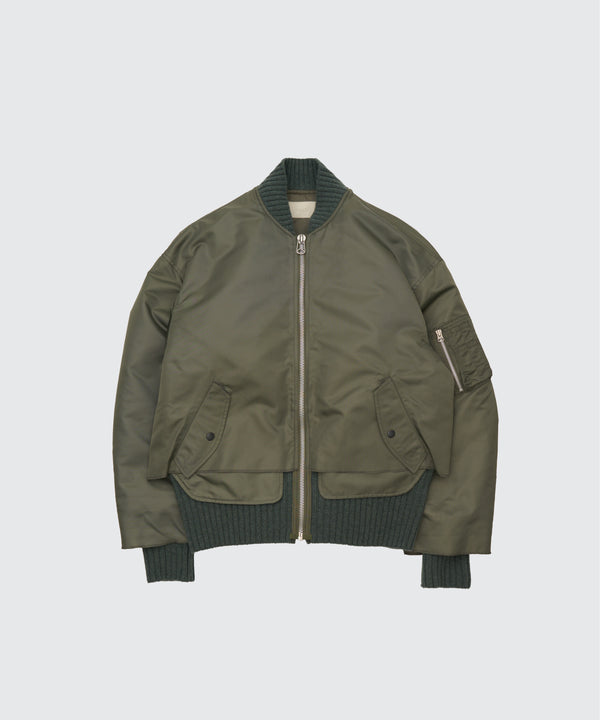 Connected Rib Knit Flight Jacket