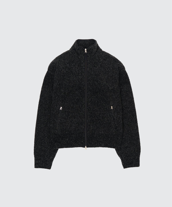 Wool Boucle Knit Zip Jacket