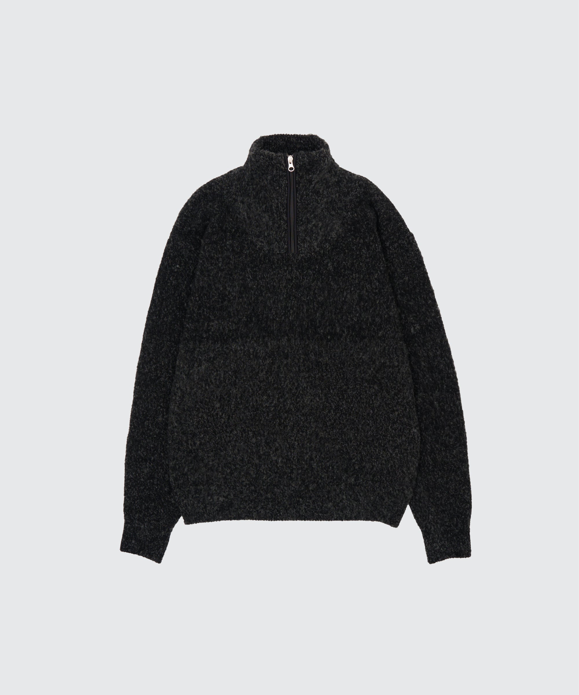 YOKE（ヨーク） ウールブークレハーフジッププルオーバー チャコール