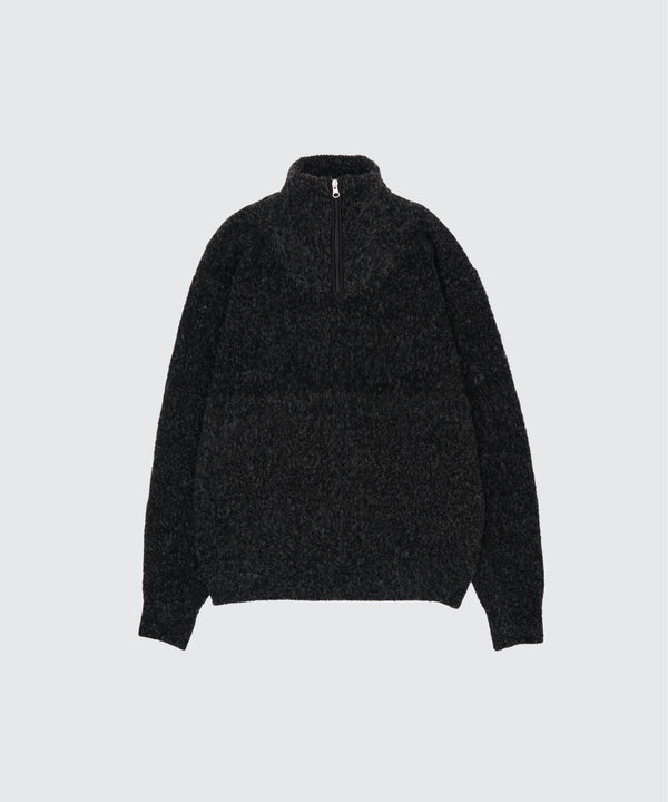 Wool Boucle Half Zip Pullover
