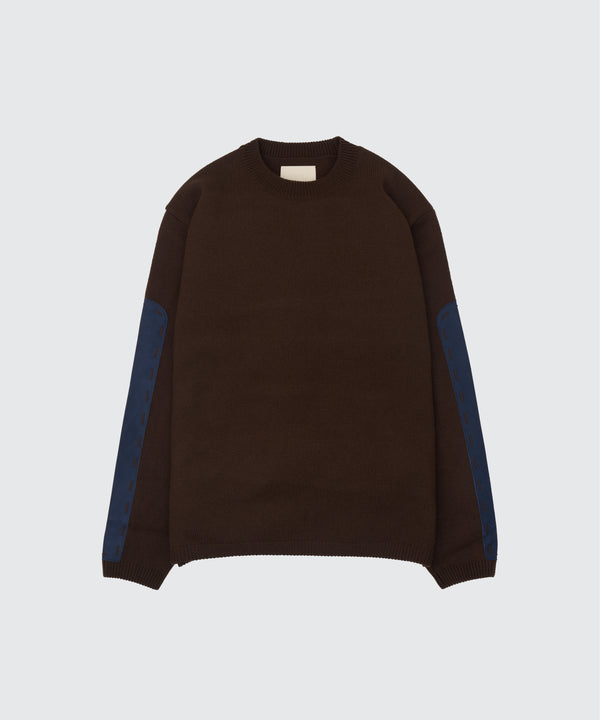 Suede Leather Elbow Patch Sweater
