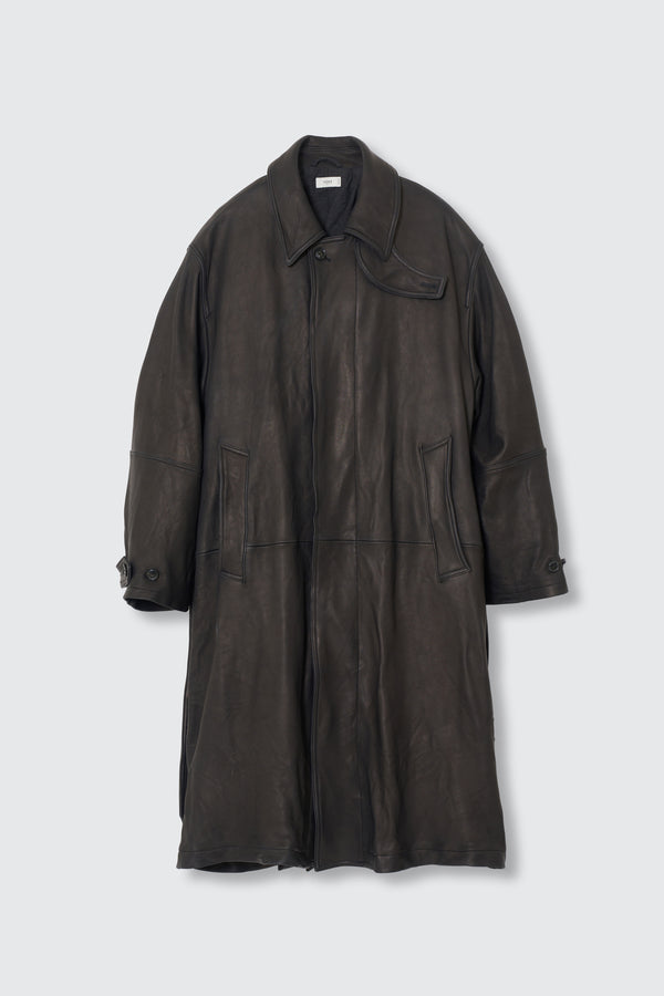 Lamb Leather Balmacaan Coat
