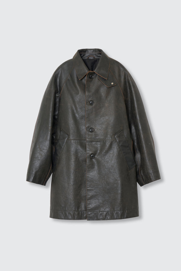 Cracked Leather Cut-off Half Coat