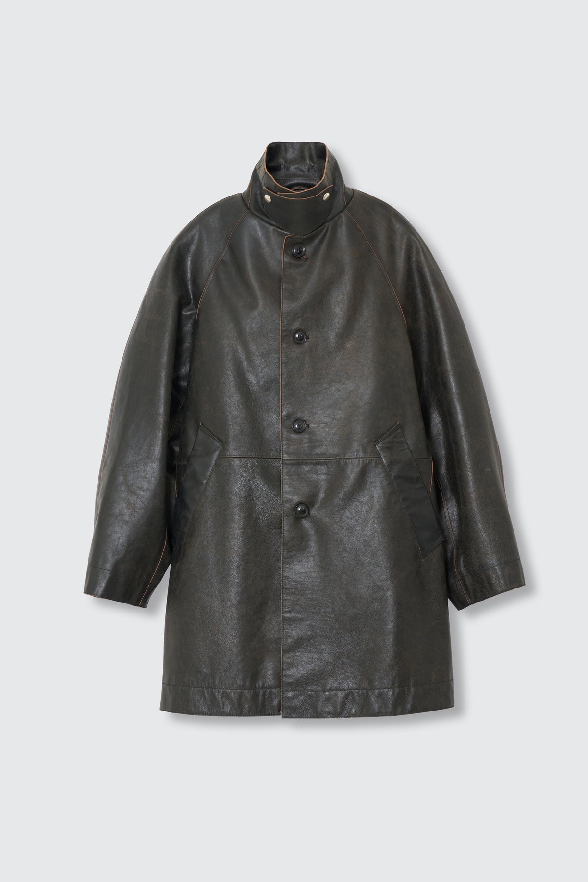 Cracked Leather Cut-off Half Coat