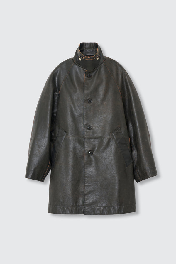 Cracked Leather Cut-off Half Coat