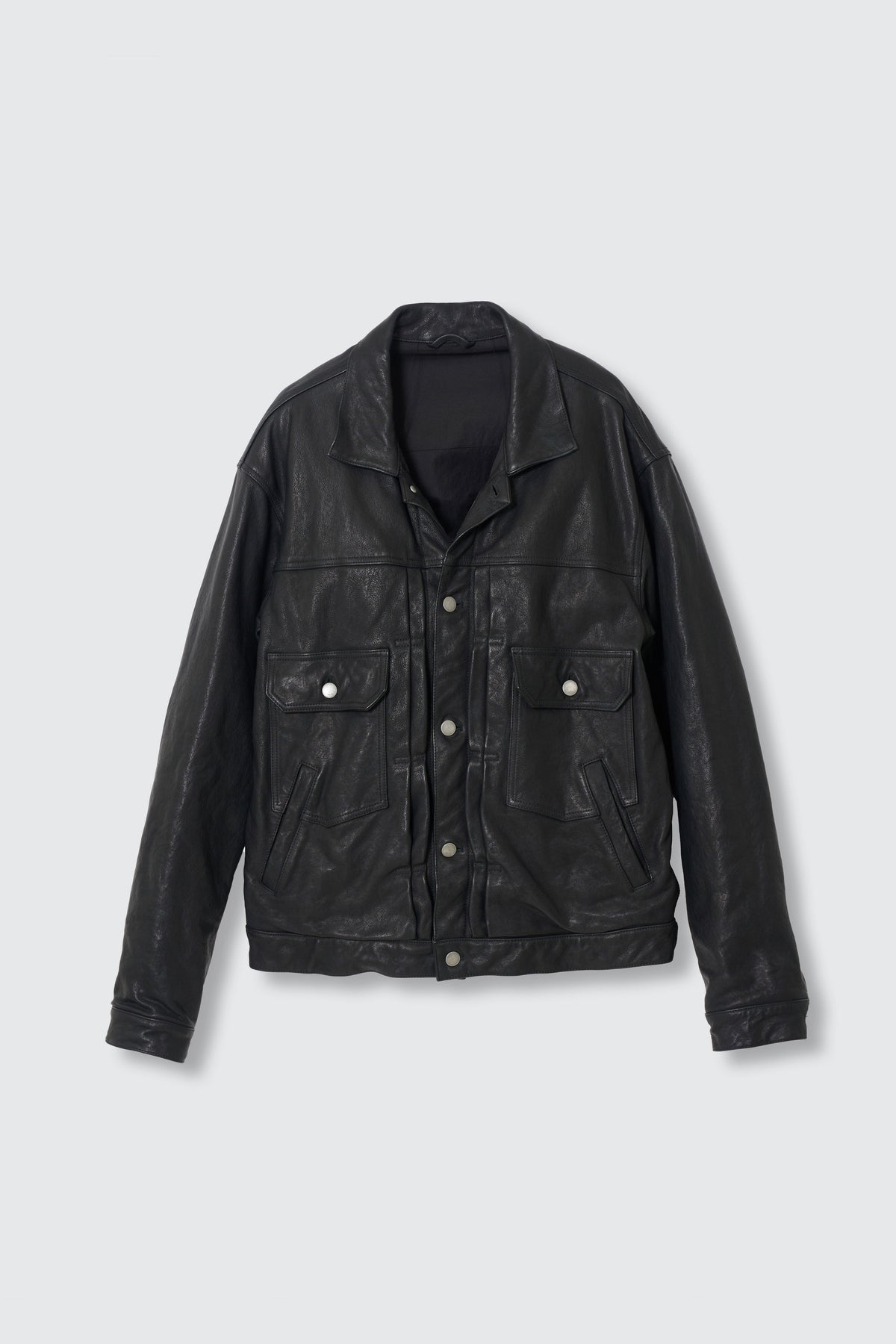 Shrink Cow Leather Trucker Jacket