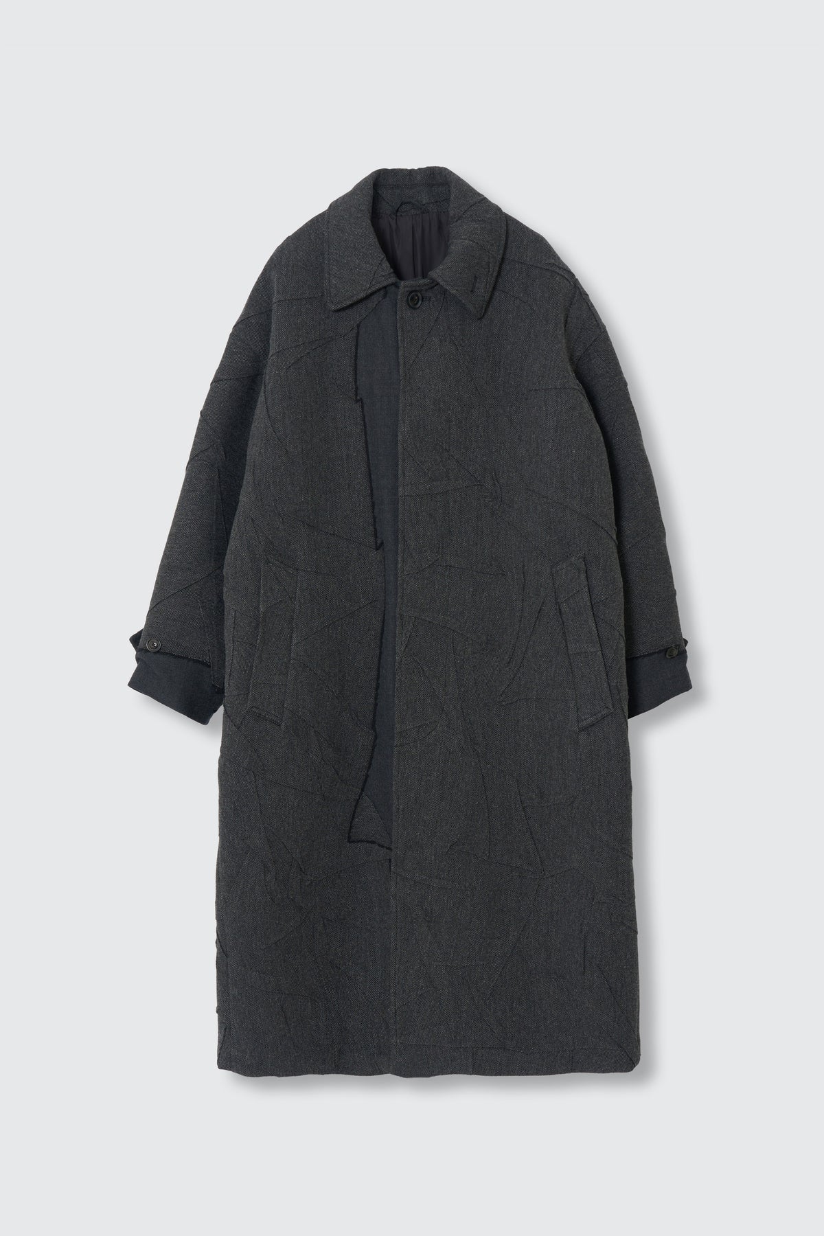 Needlepunched Wool Tweed Balmacaan Coat
