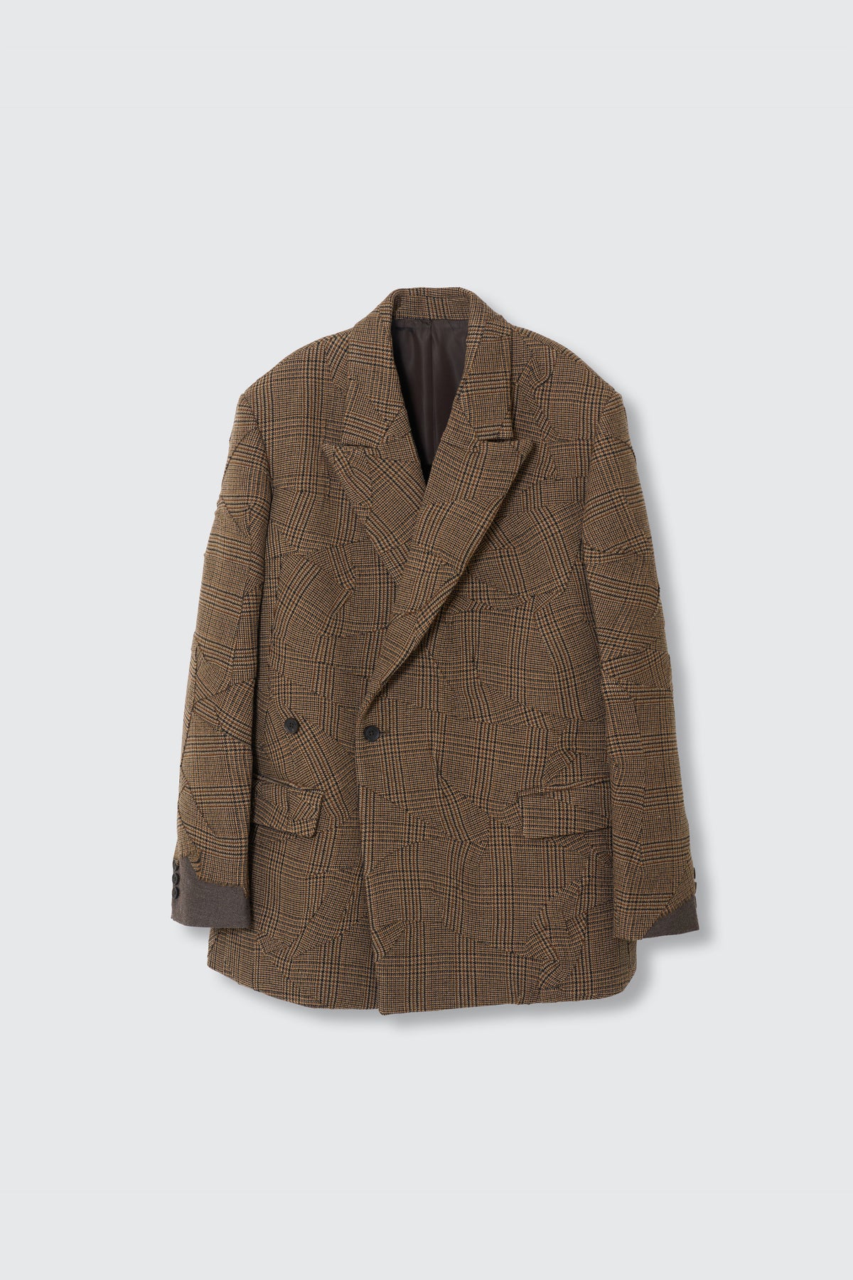 Needlepunched Wool Tweed Double Breasted Jacket