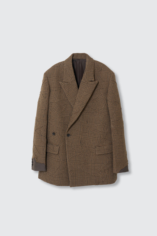 Needlepunched Wool Tweed Double Breasted Jacket