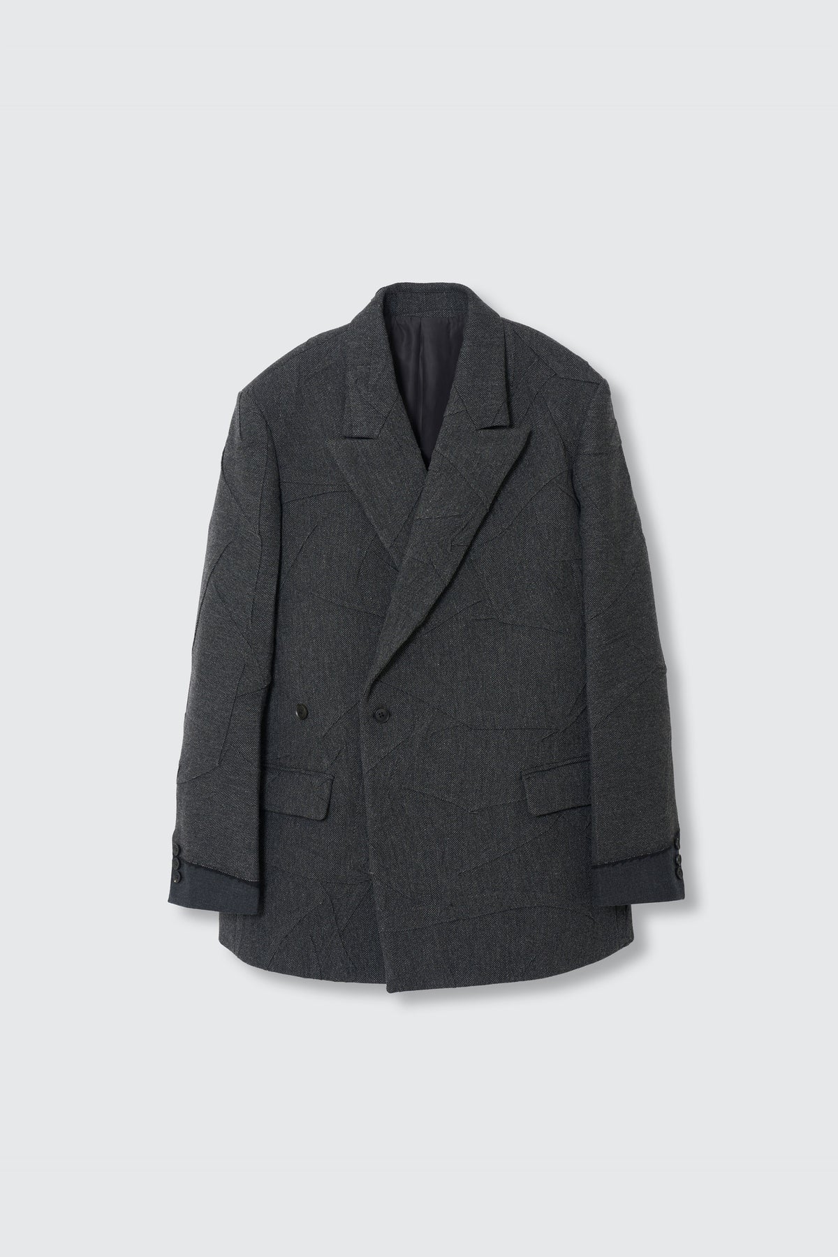 Needlepunched Wool Tweed Double Breasted Jacket