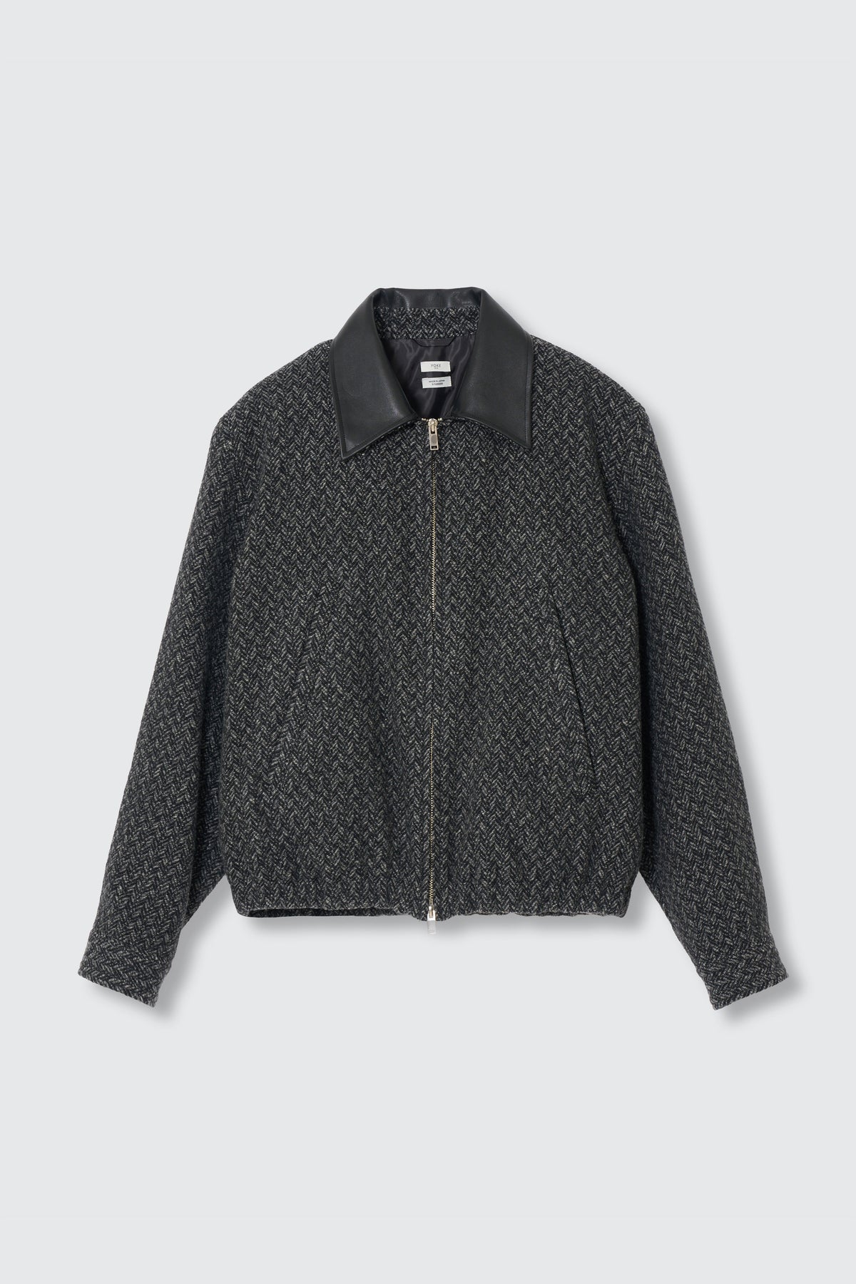 Herringbone Wool Tweed Zip Blouson