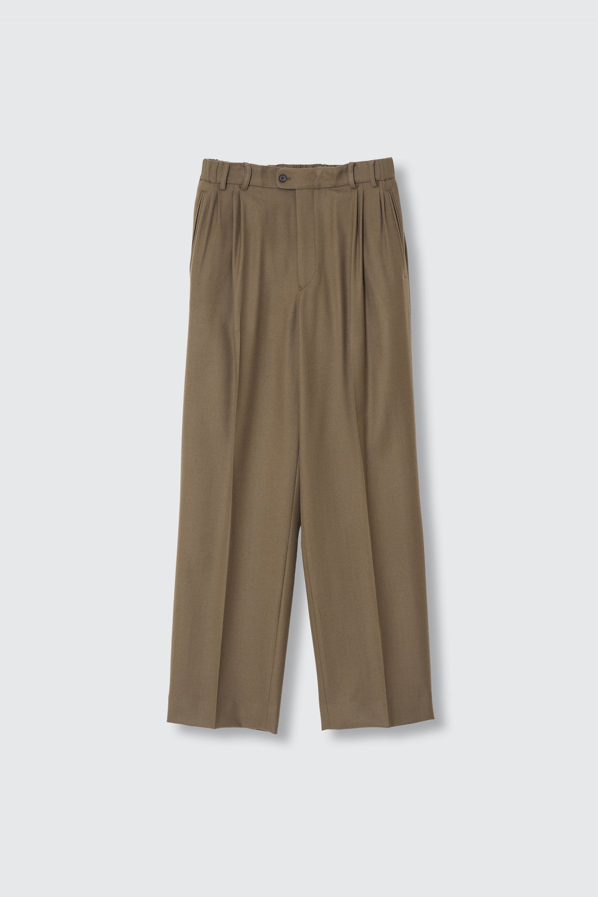 Pure Merino Wool Serge 4Pleated Wide Tapered Trousers