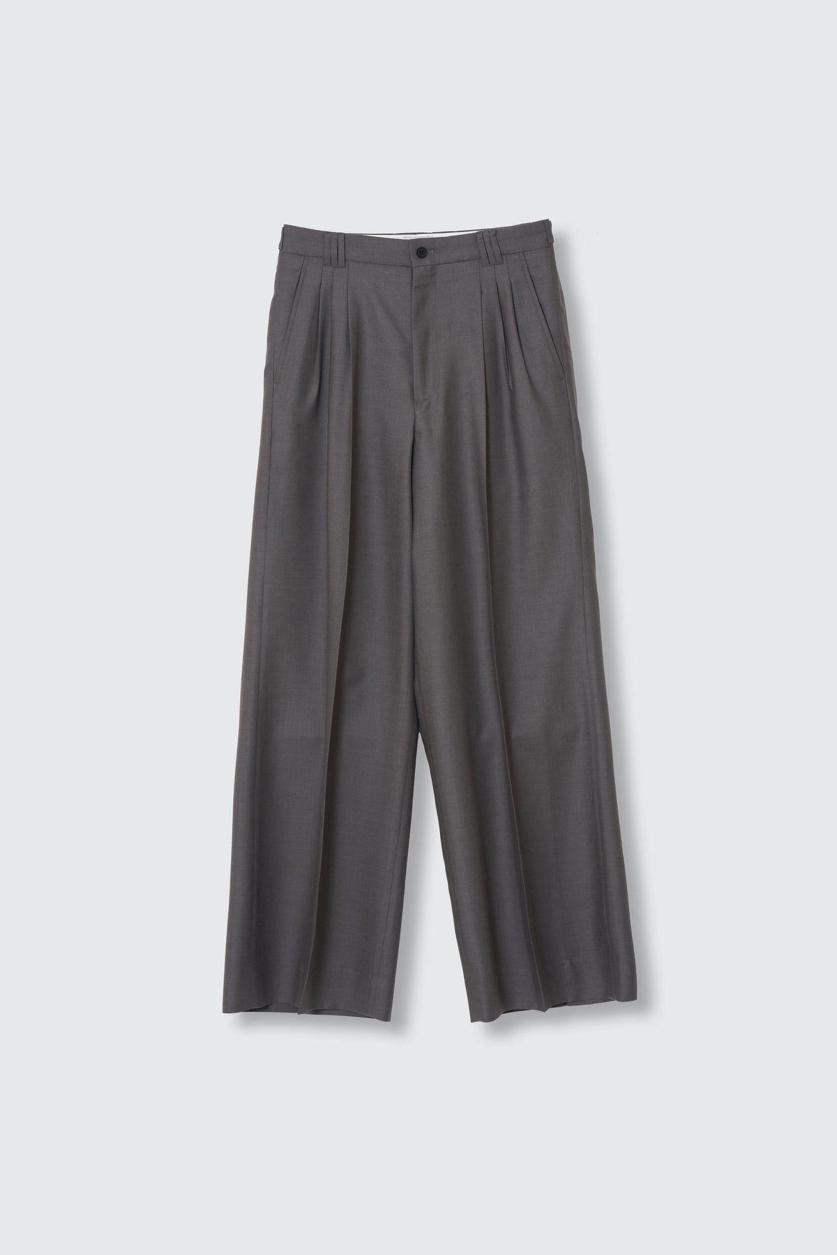 Wool Serge 3pleated Wide-leg Trousers