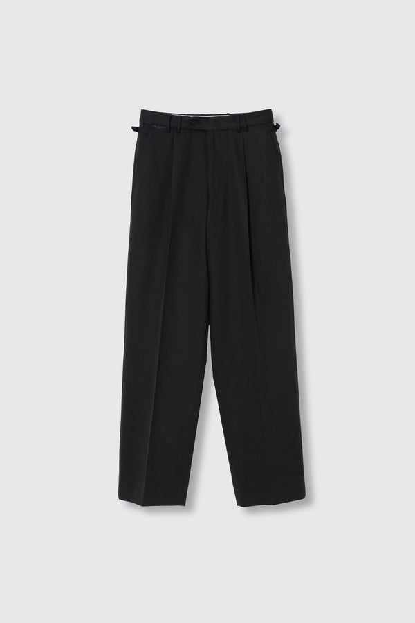 Tencel Cotton Twill 1Pleated Wide Tapered Trousers
