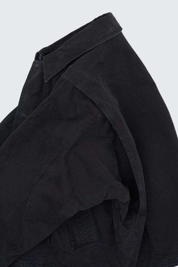 Peached Cotton Twill Garment-Dye Ballon Silhouette Blouson