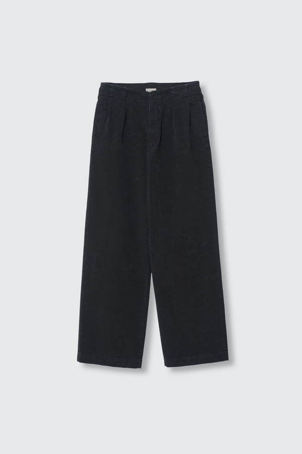 Peached Cotton Twill Garment-Dye 2Pleated Trousers
