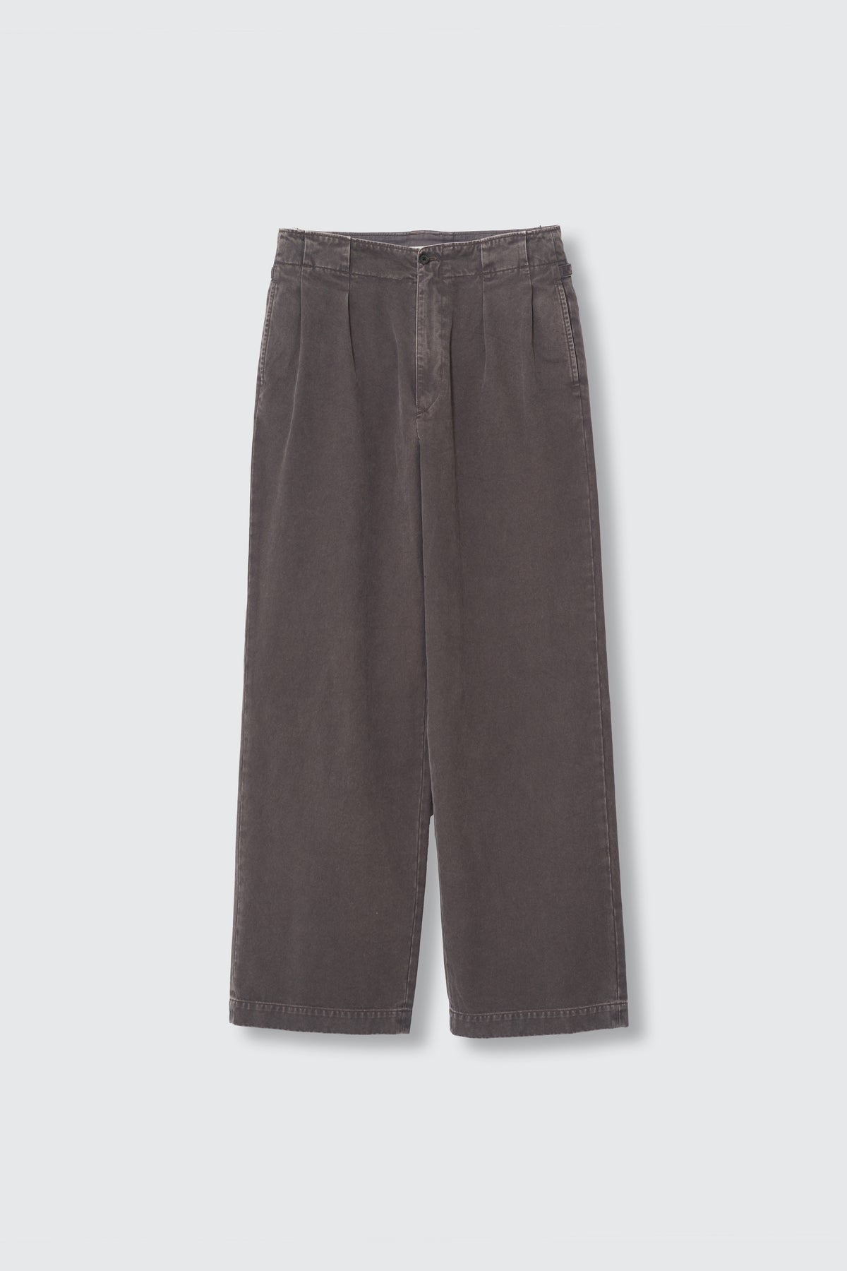 Peached Cotton Twill Garment-Dye 2Pleated Trousers