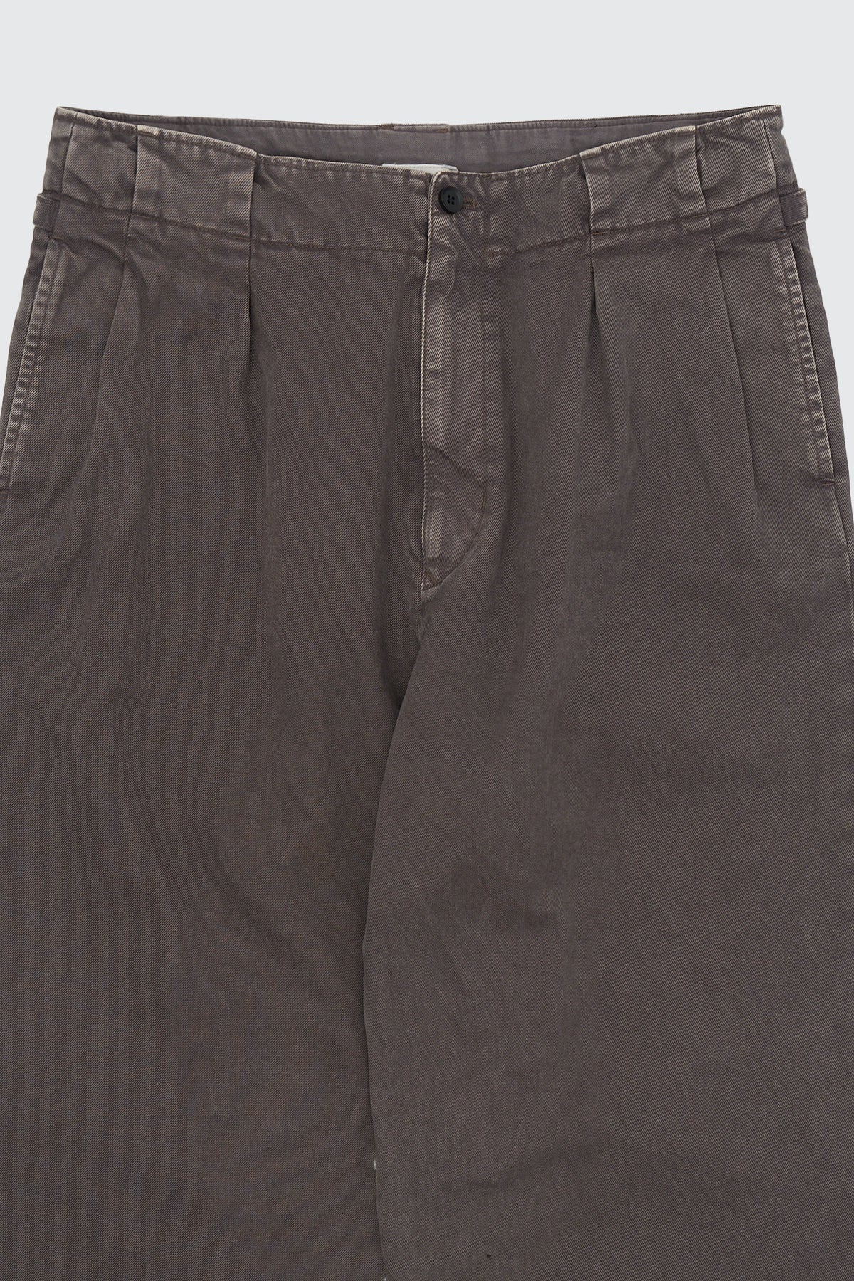 Peached Cotton Twill Garment-Dye 2Pleated Trousers