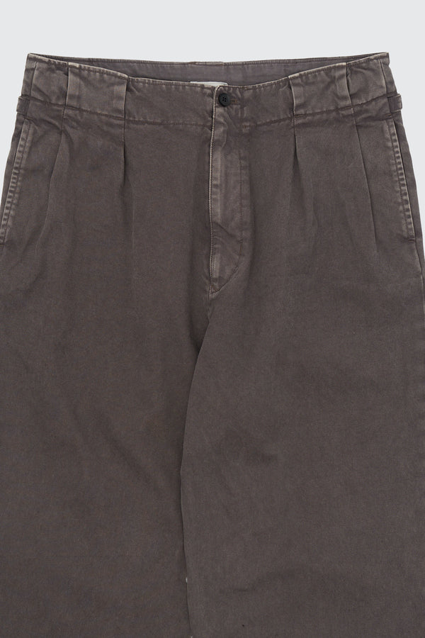Peached Cotton Twill Garment-Dye 2Pleated Trousers