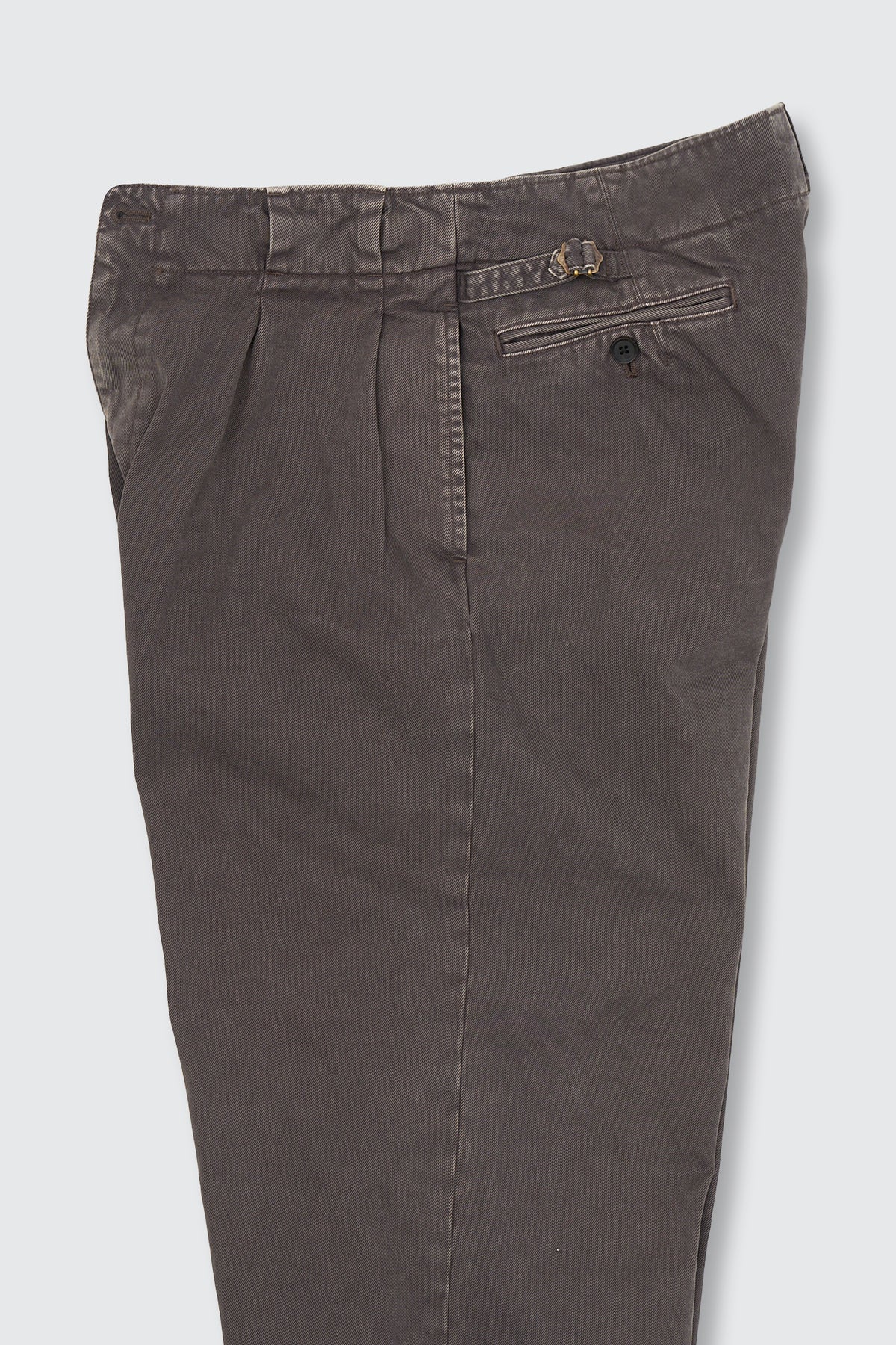 Peached Cotton Twill Garment-Dye 2Pleated Trousers