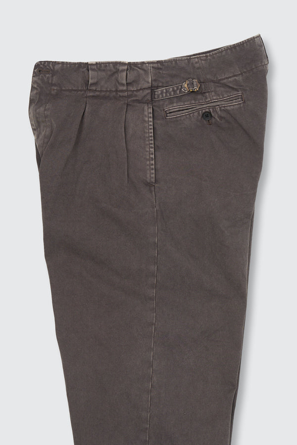 Peached Cotton Twill Garment-Dye 2Pleated Trousers