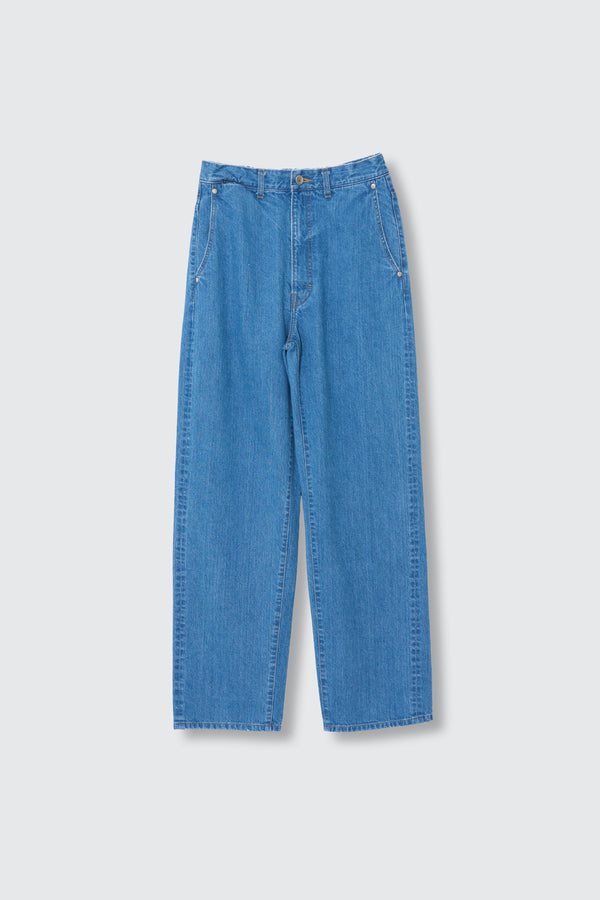 Denim Wide Straight Pants Vintage Wash