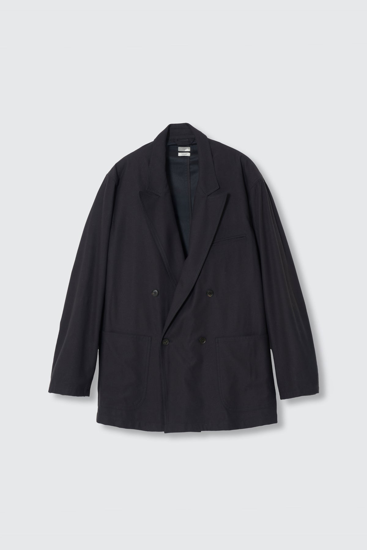 Rayon Polyester Brushed Twill Relaxed Double-Breasted Blazer