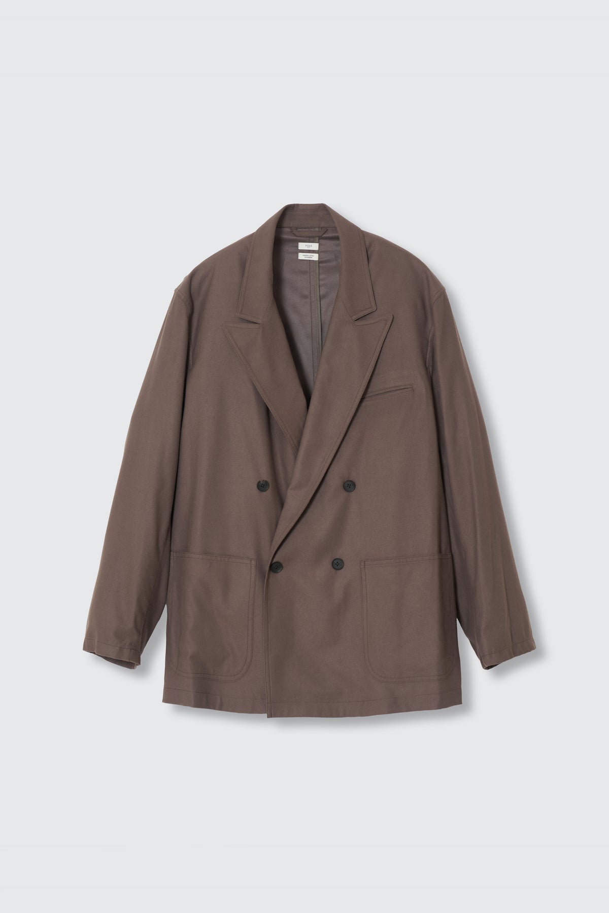 Rayon Polyester Brushed Twill Relaxed Double-Breasted Blazer