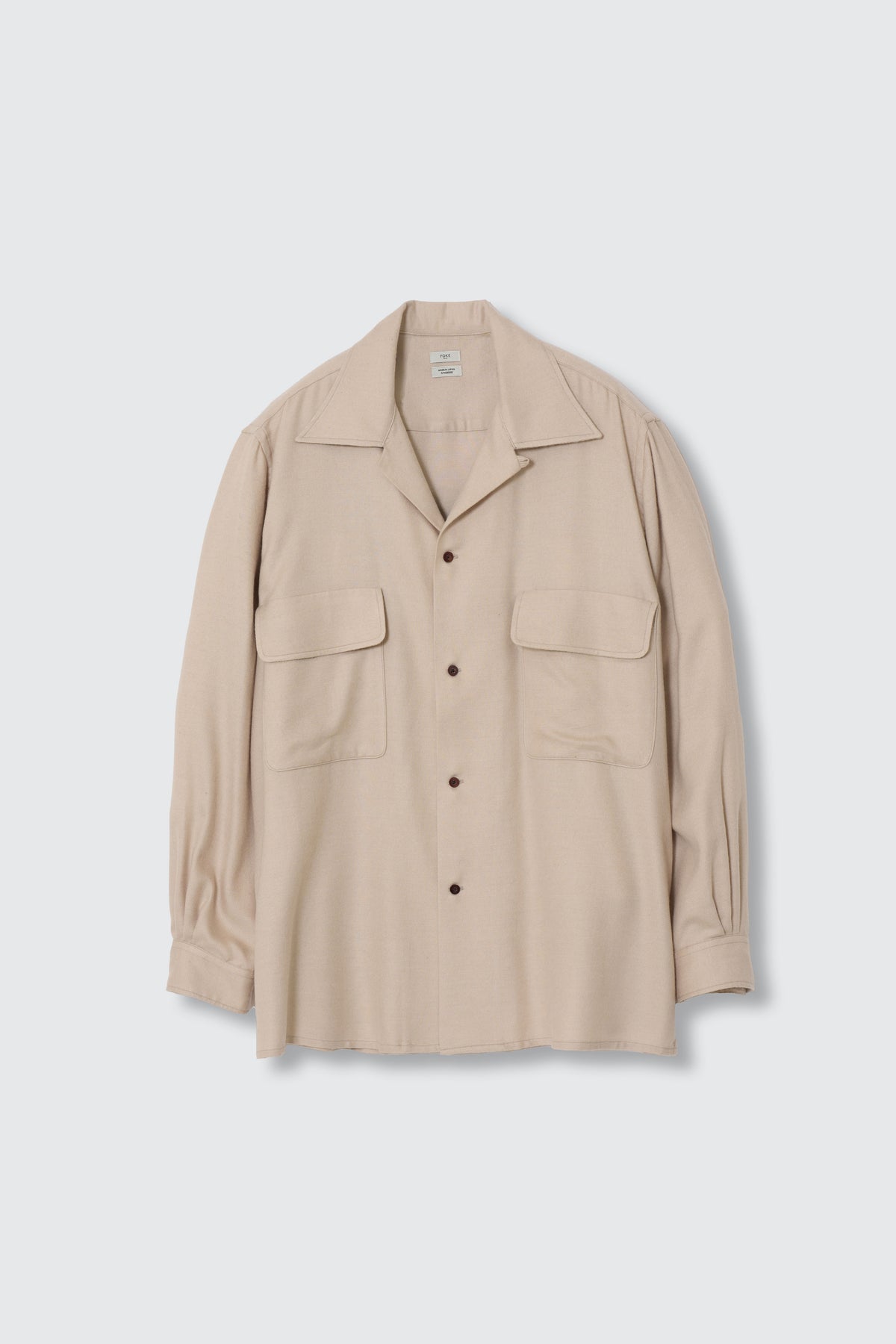 Viscose Lyocell Wool Brushed Twill W Pocket Open Collar Shirt