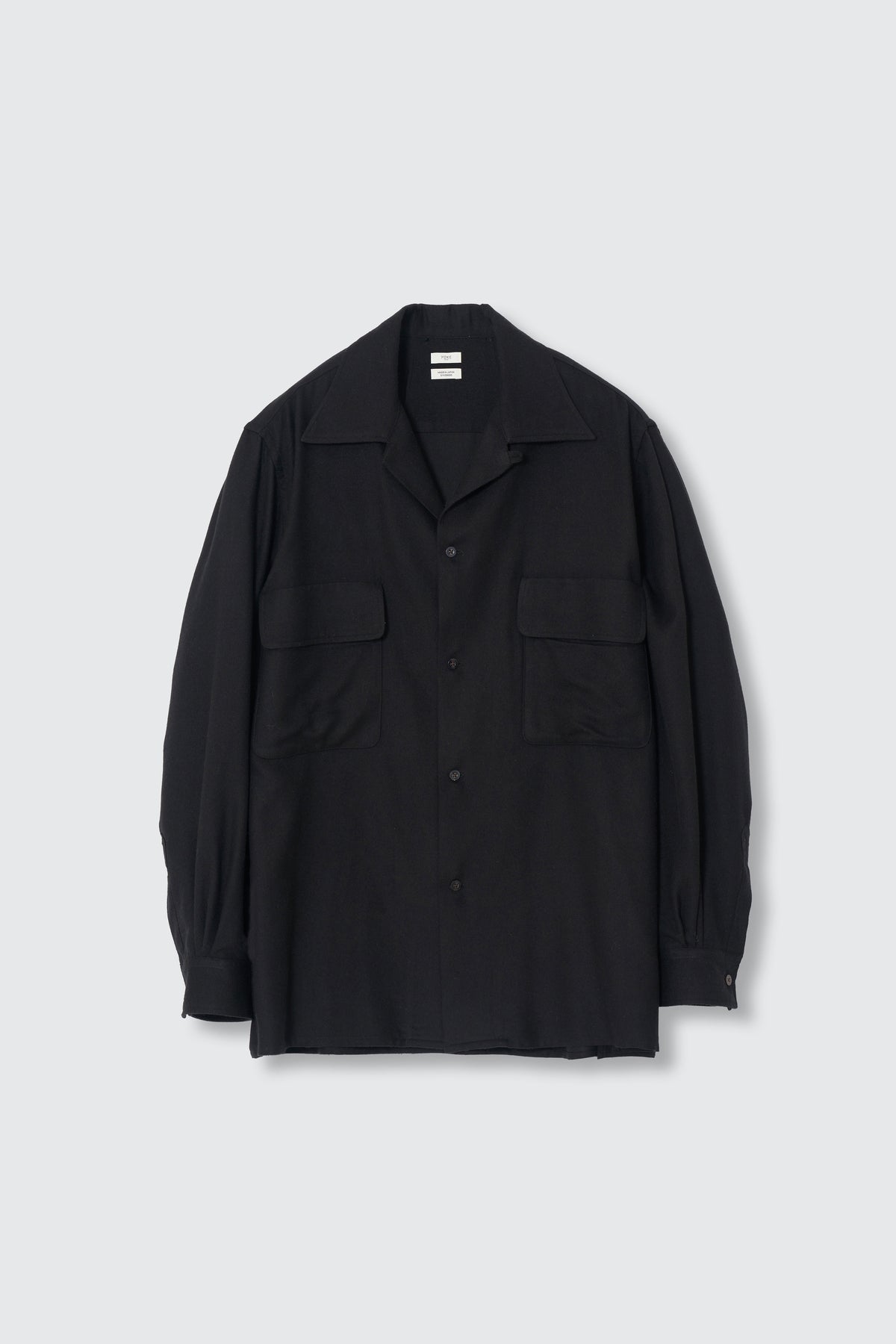 Viscose Lyocell Wool Brushed Twill W Pocket Open Collar Shirt