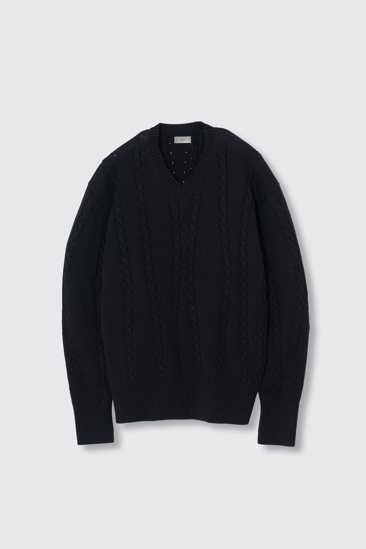 Fluid Cable-Knit V-neck Sweater