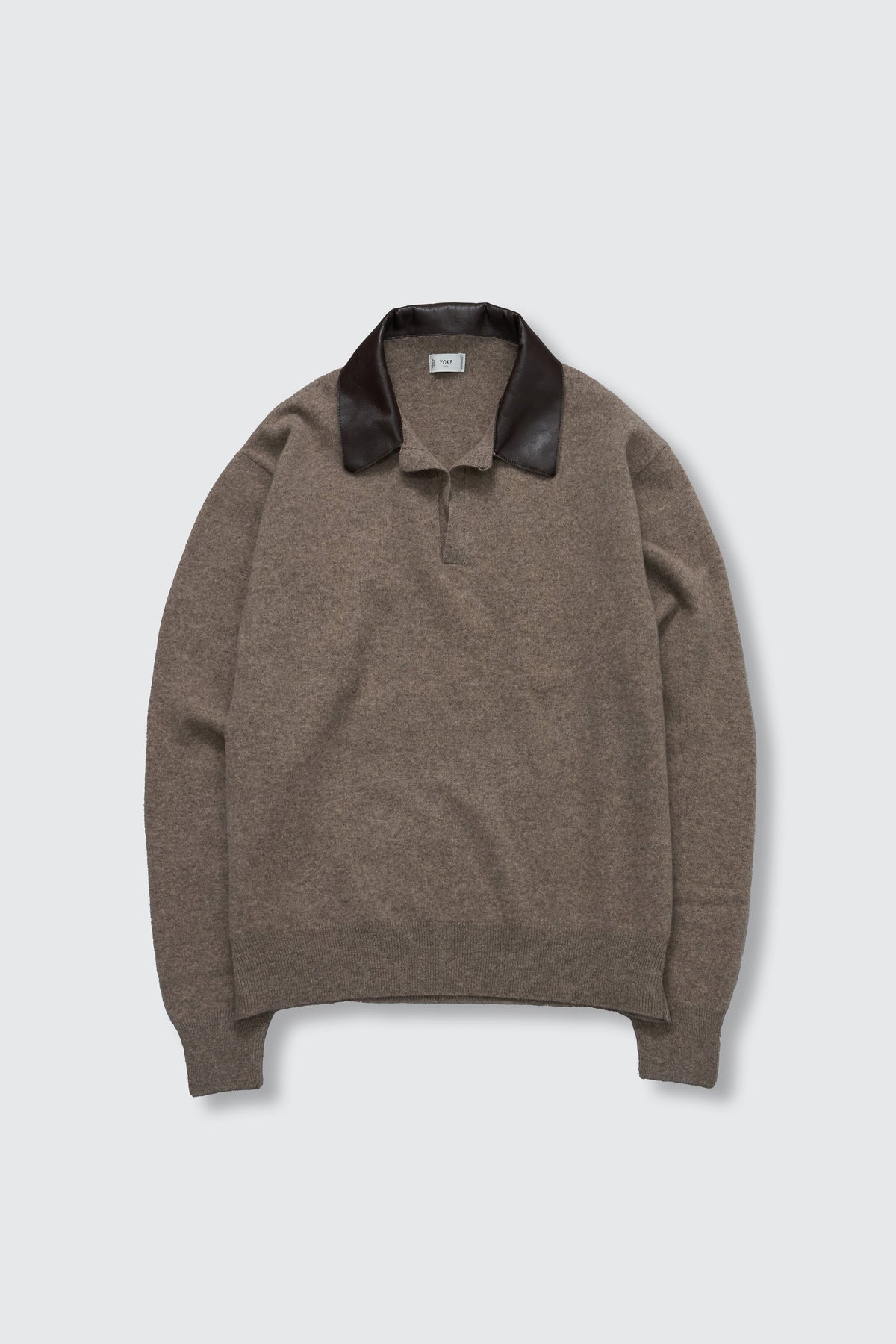 Extra Super Fine Wool Leather-Trimmed Skipper Sweater