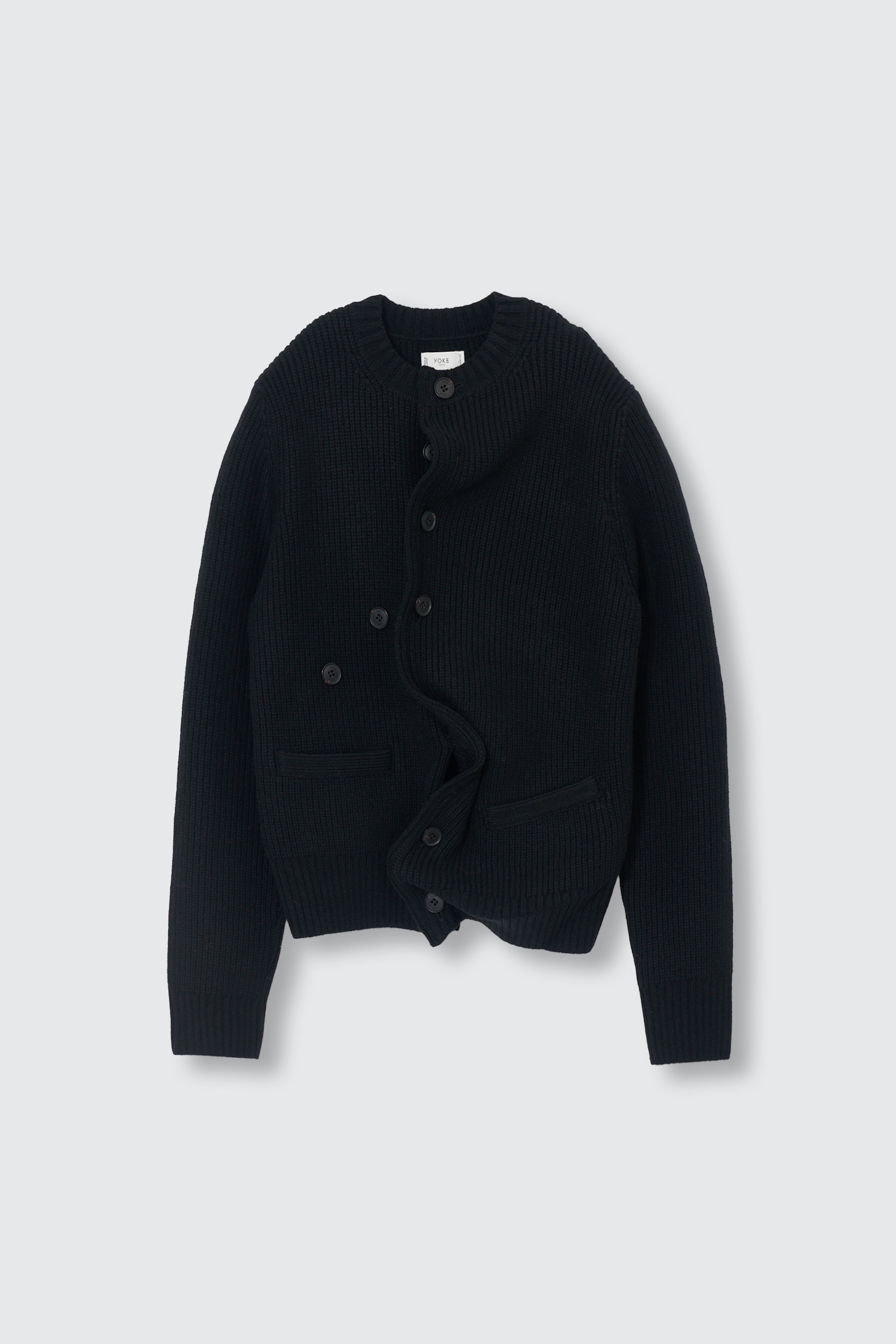Lambs Wool Sculptural Wired Crew Neck Cardigan | YOKE Official Website