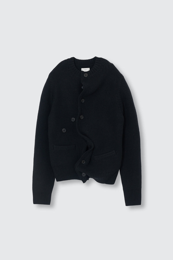Lambs Wool Sculptural Wired Crew Neck Cardigan