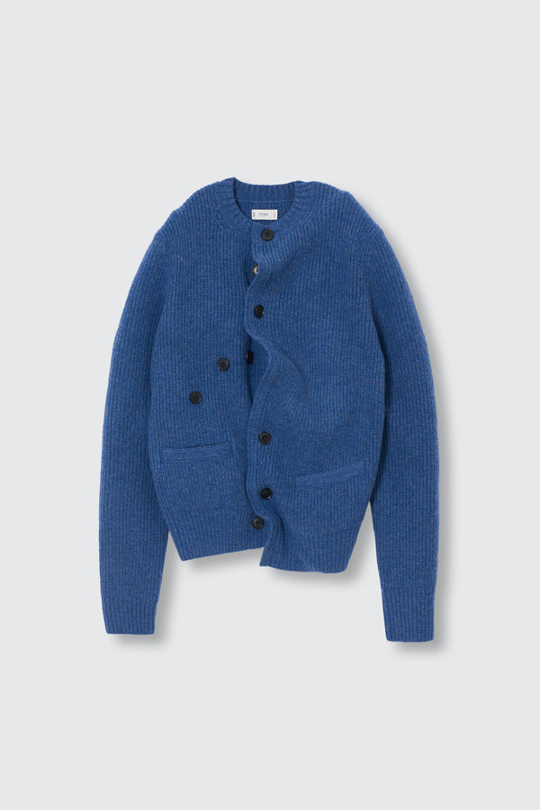 Lambs Wool Sculptural Wired Crew Neck Cardigan