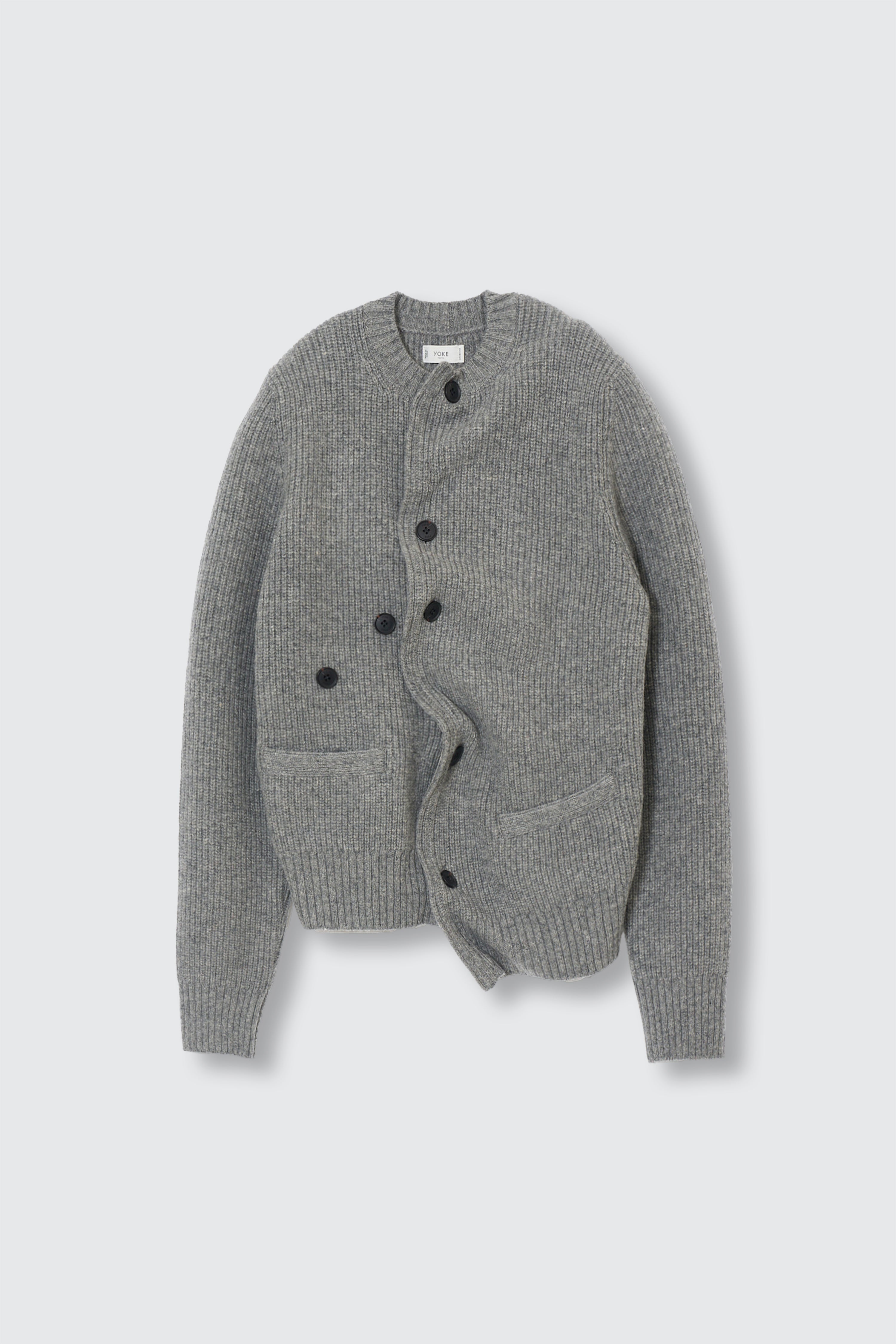 Lambs Wool Sculptural Wired Crew Neck Cardigan | YOKE Official Website