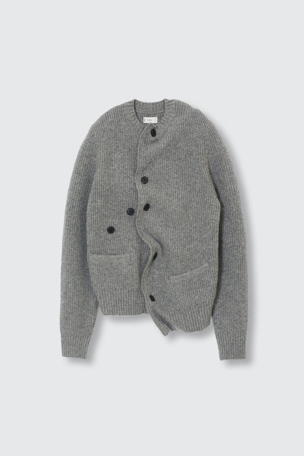 Lambs Wool Sculptural Wired Crew Neck Cardigan