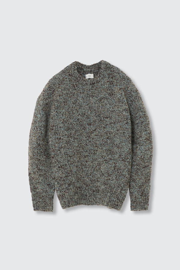 Wool Mohair Blend Mottle yarn Triple Marl Crewneck Sweater