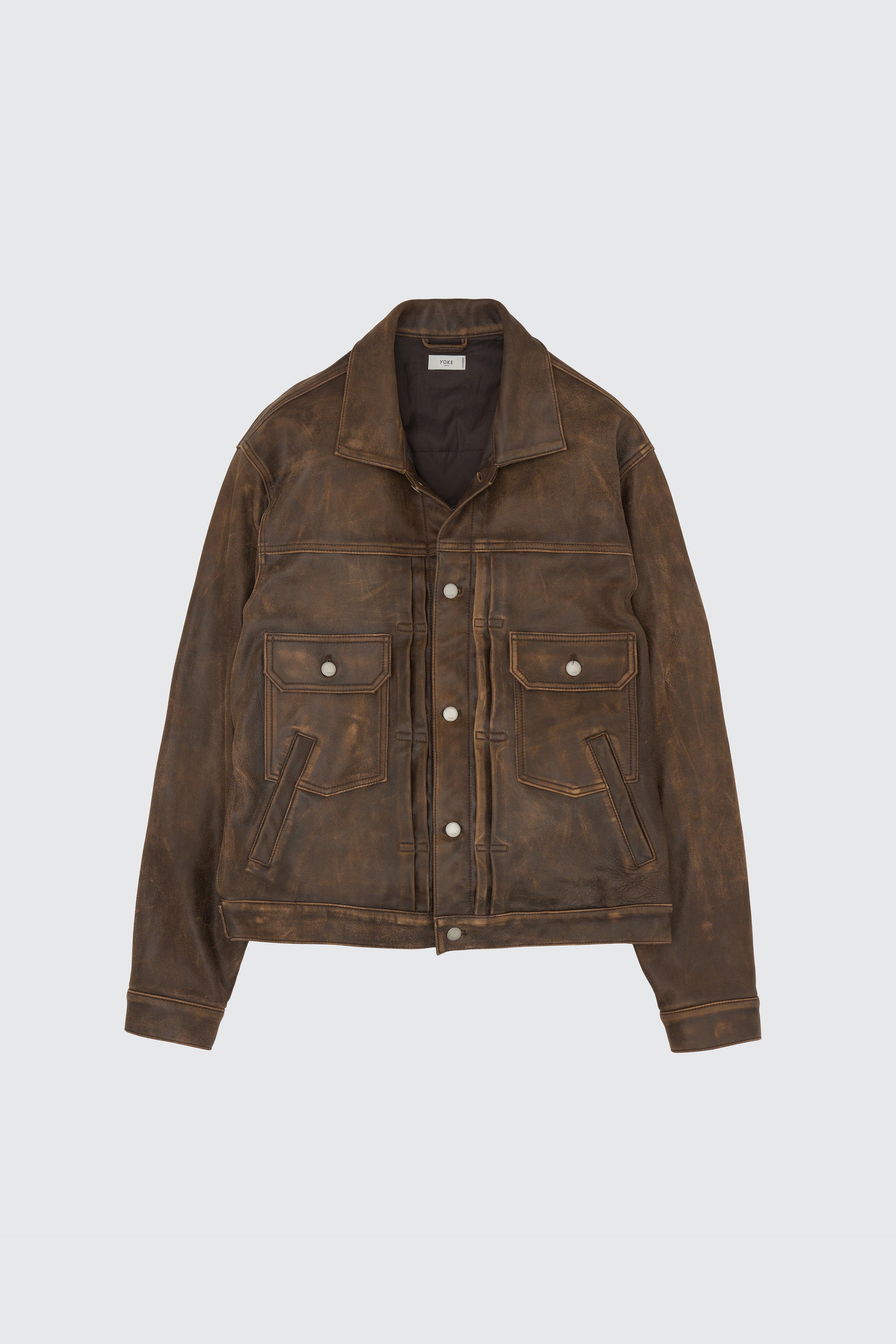 Cracked Leather Trucker Jacket