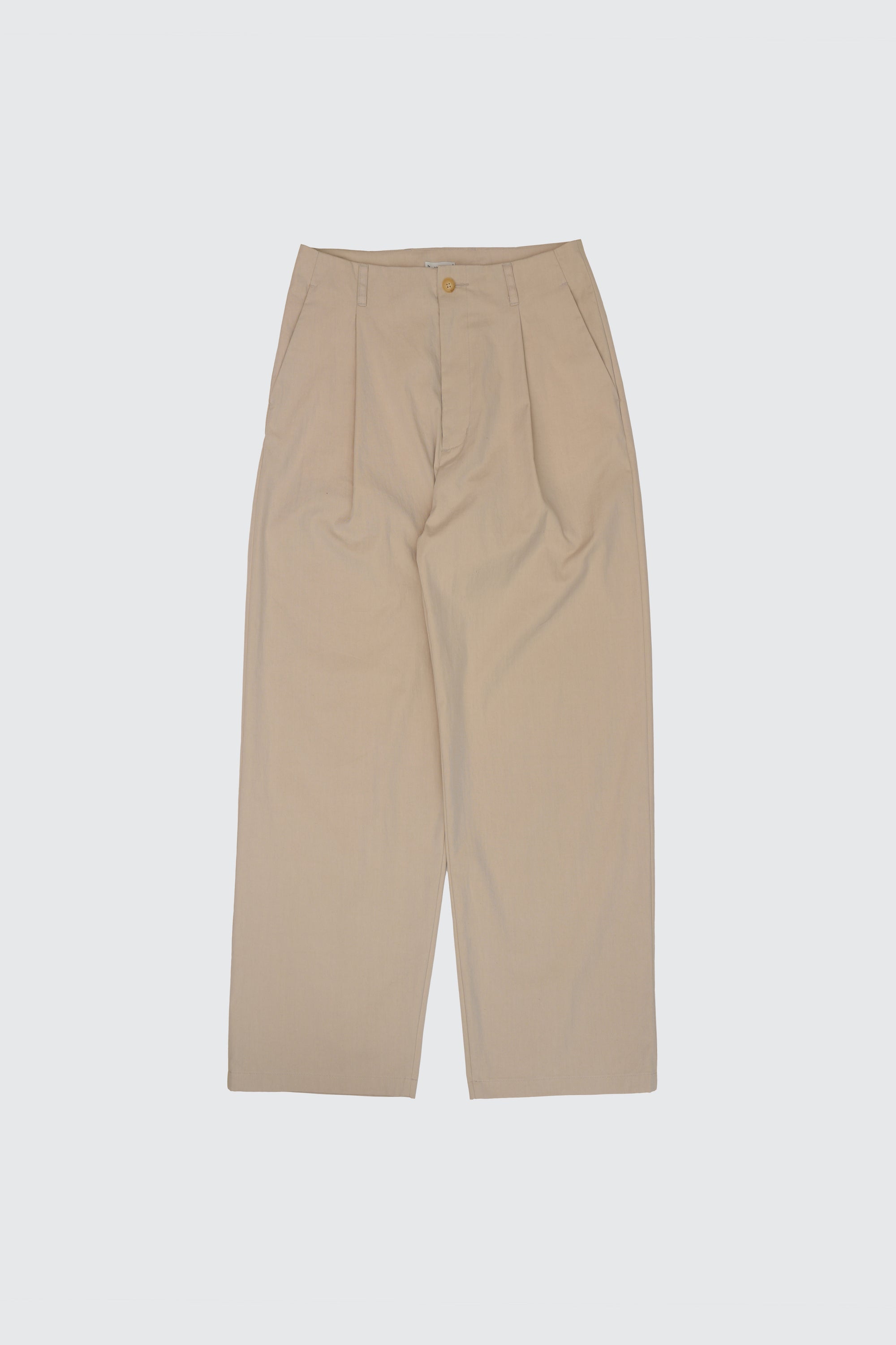 Cotton Nylon Vintage Twill 1pleated Wide Tapered Trousers