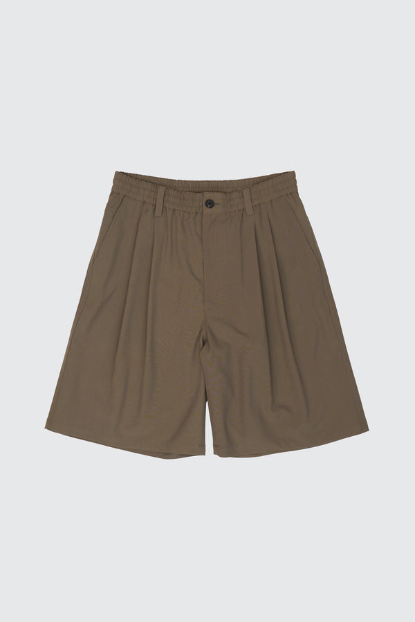 Wool Washer Tropical 2Pleated Easy Shorts