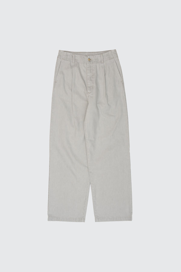 Suface Dyed Denim 1pleated Wide Tapered Trousers