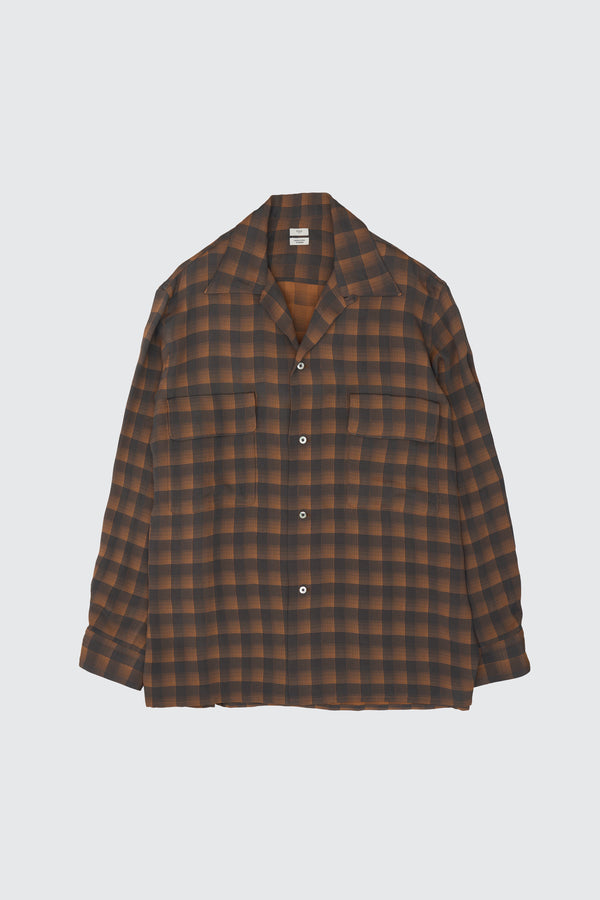 Rayon Acetate Jacqard Plaid Open Collar Shirt