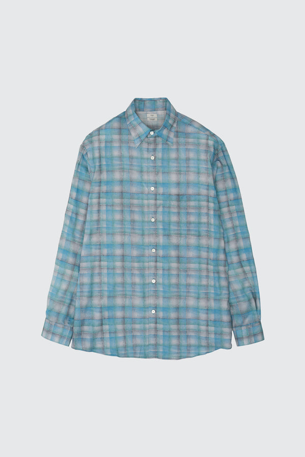 Printed Plaid Cotton Silk Twill Shirt