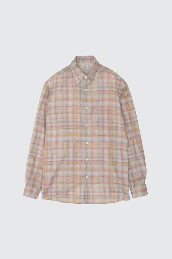 Printed Plaid Cotton Silk Twill Shirt