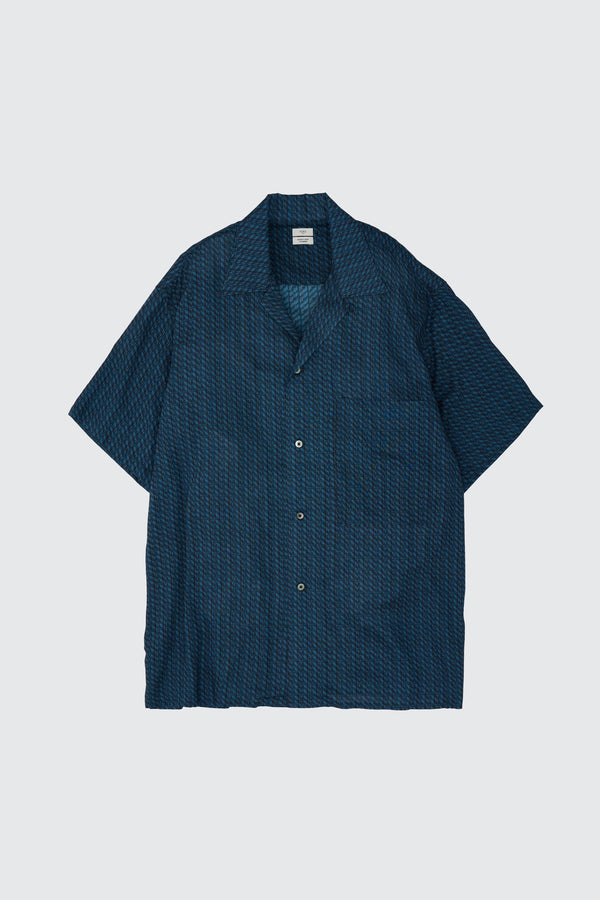 Vintage Pattern Printed Rayon Open Collar Shirt