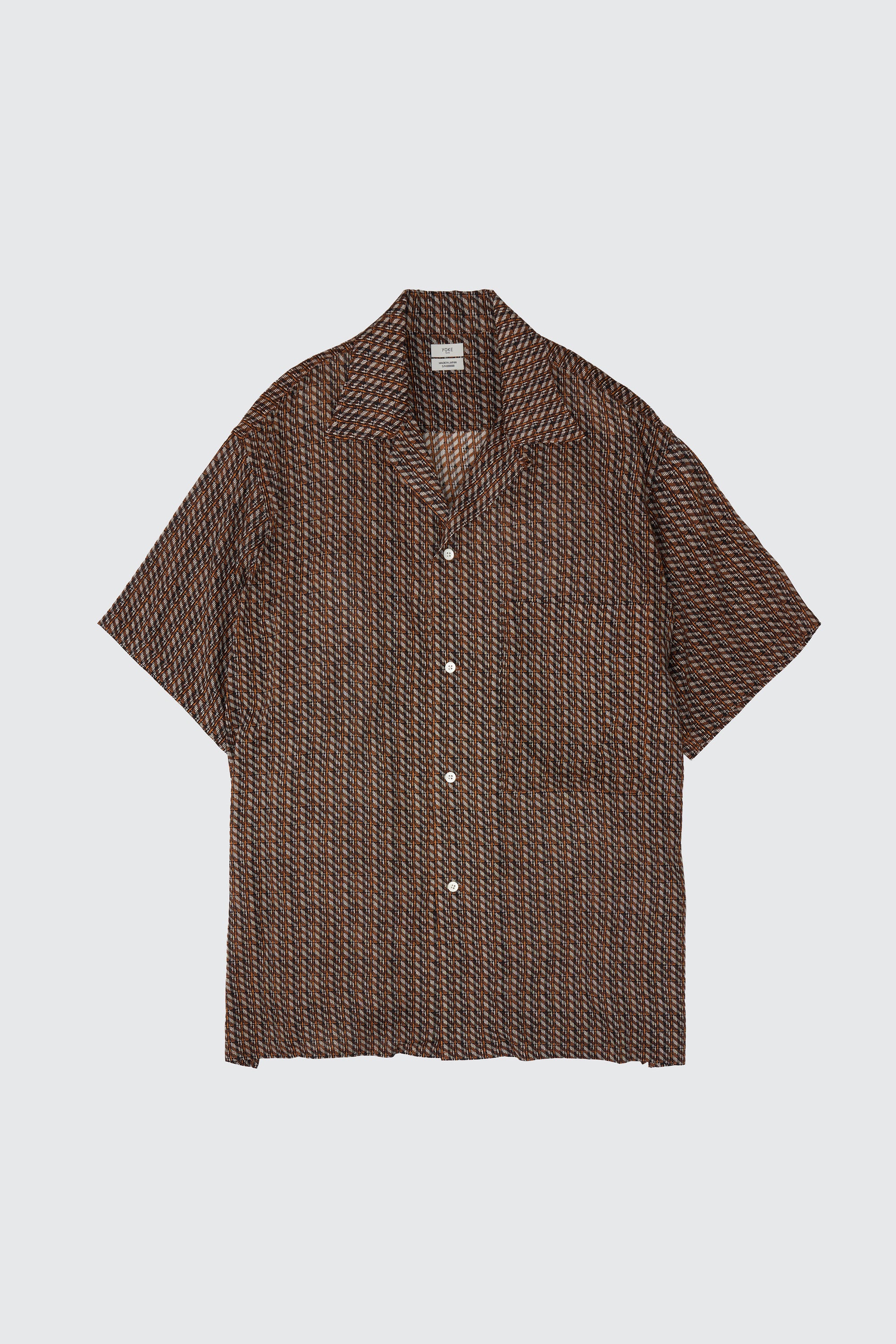 YOKE (ヨーク) ビンテージパターンプリントレーヨンオープンカラーシャツ オレンジ ブラウン