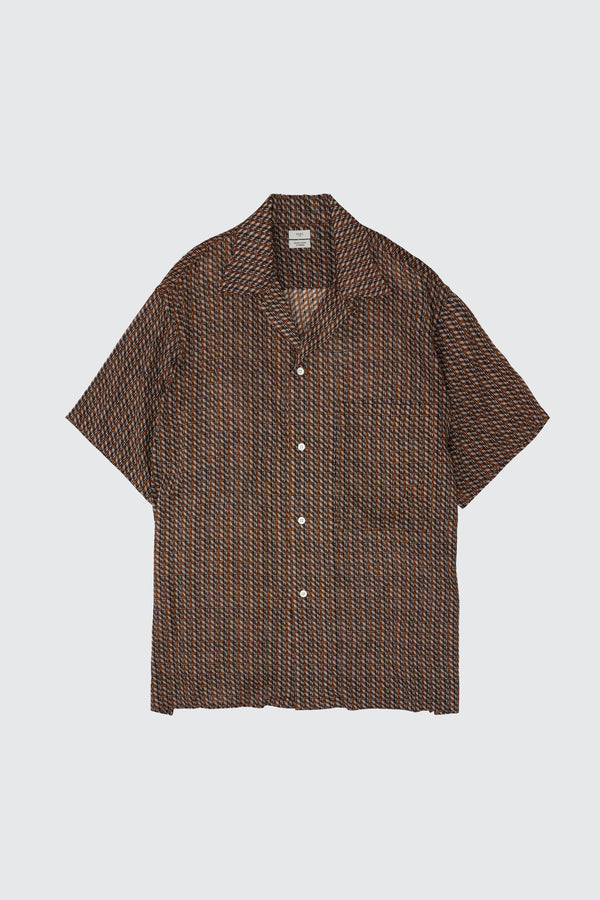 Vintage Pattern Printed Rayon Open Collar Shirt